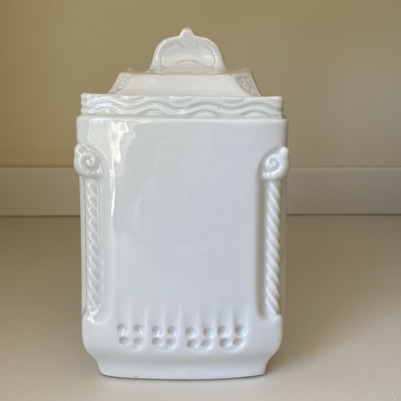 Vintage Antique German White Porcelain Coffee Canister Jar Gold Gilt Blu Grn Blk - Picture 4 of 13